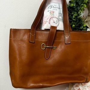 Fossil Brown Leather Tote Computer Bag